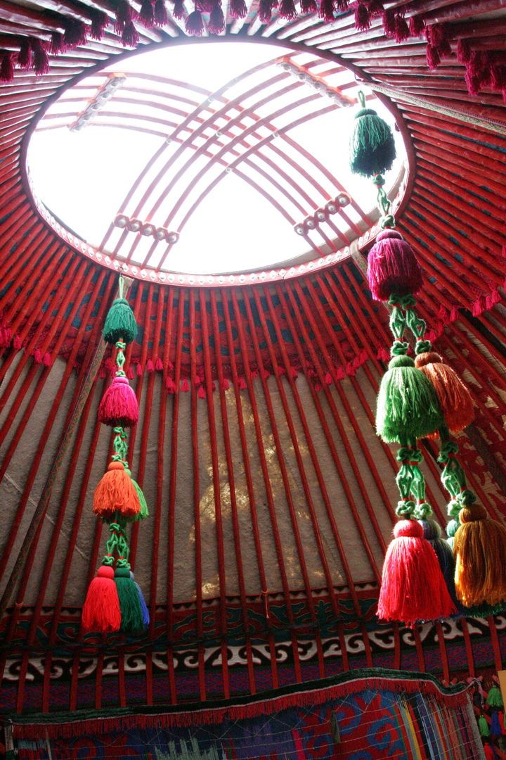 decorated roof of the yurt