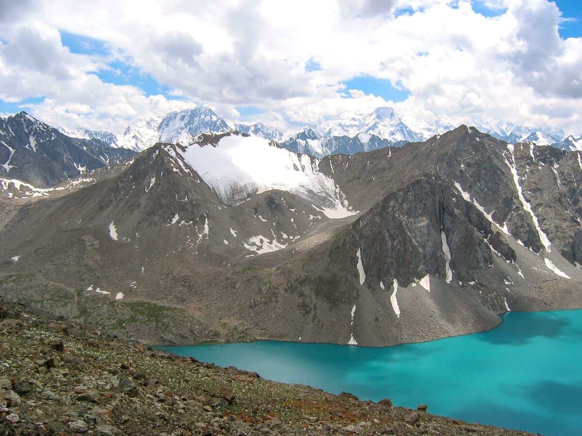 Ala Kul mountain lake in Kyrgyzstan