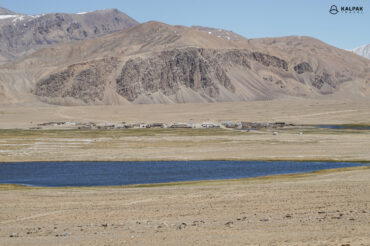 Pamir Highway village called Bulunkul at the lakeside