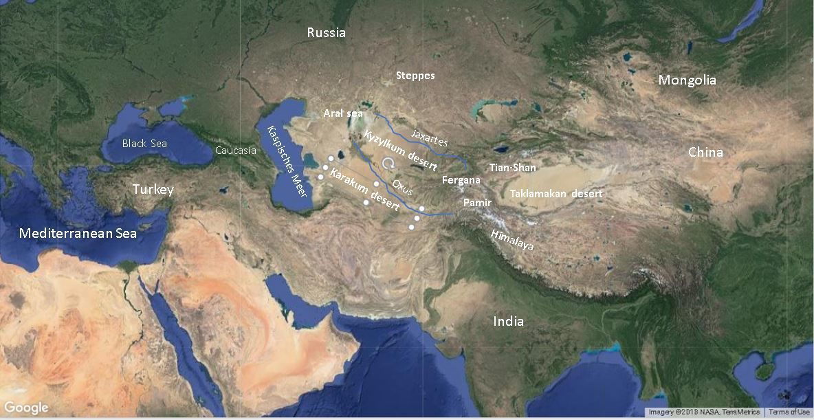 Geography of Central Asia map, landscape