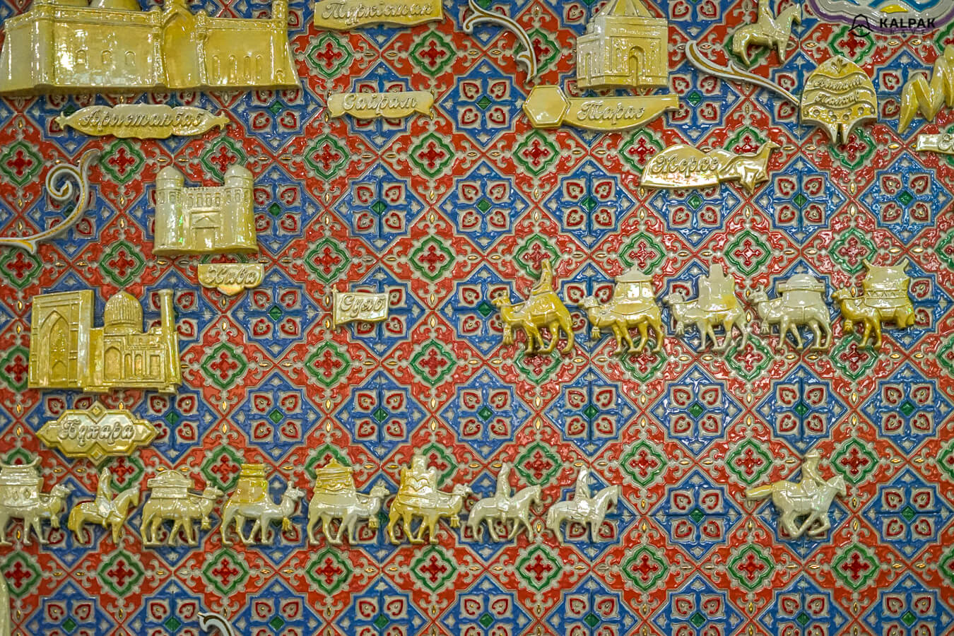 metro decoration of Almaty with Silk Road map