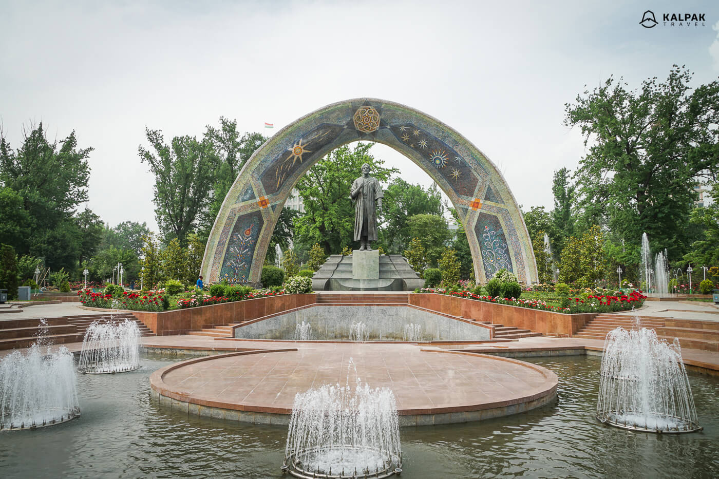 Rudaki statue of the great Persian poetin Dushanbe park
