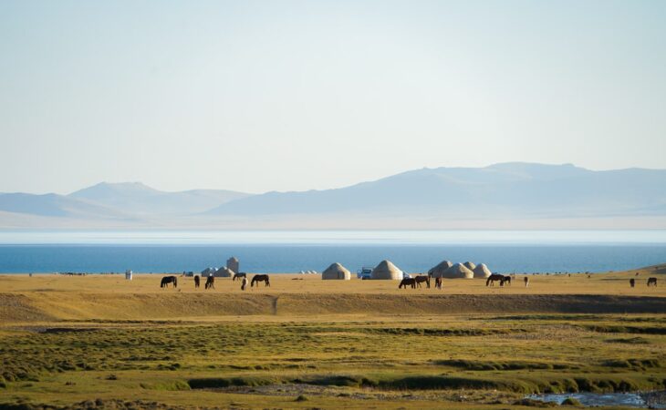 Central Asia Tour Songkul pasture with yurts